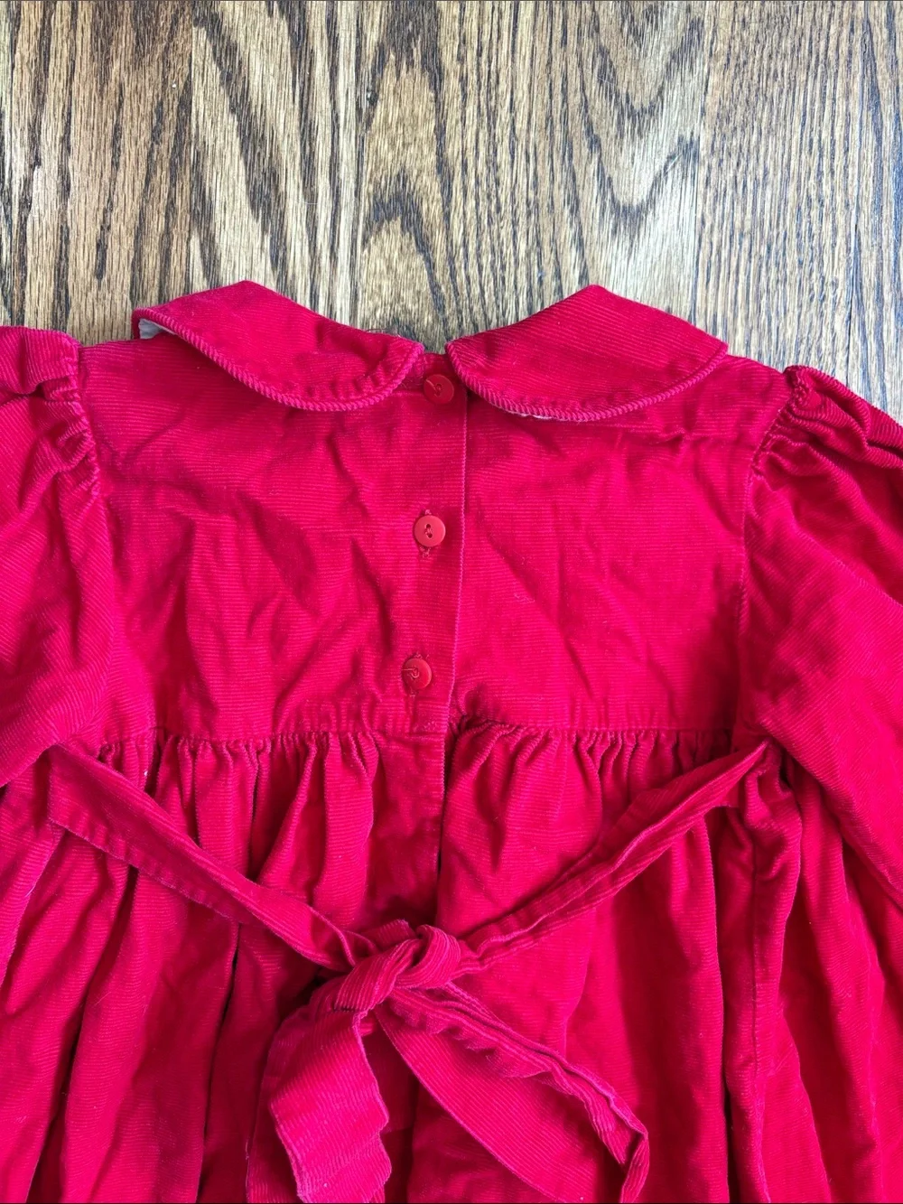 Red lightweight corduroy Samara smocked dress, size 2T. Like new condition